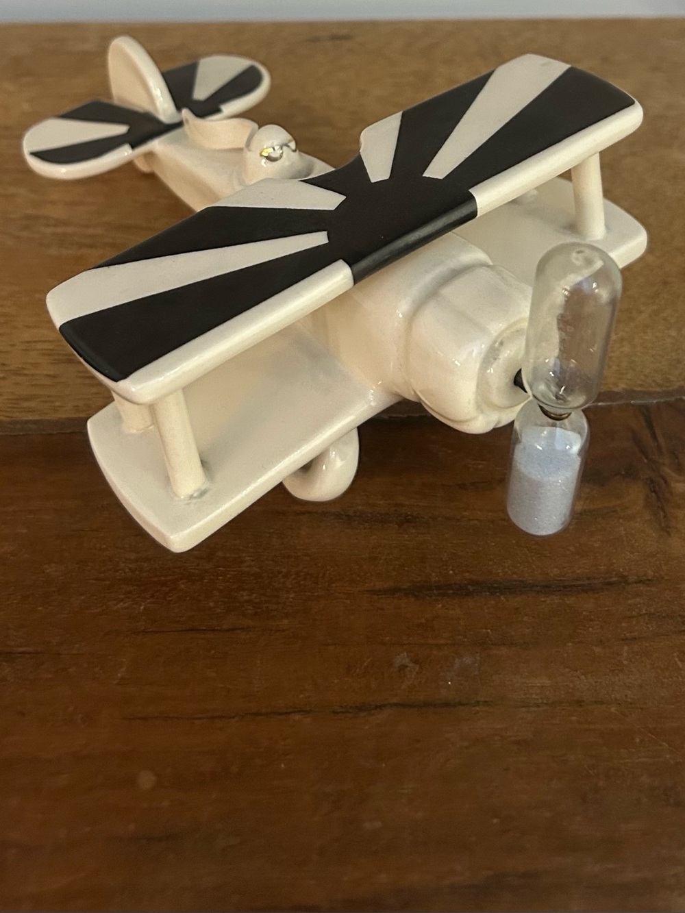 Vintage  Manor Farm Pottery, England   Ceramic Biplane w/ Hourglass Propeller .